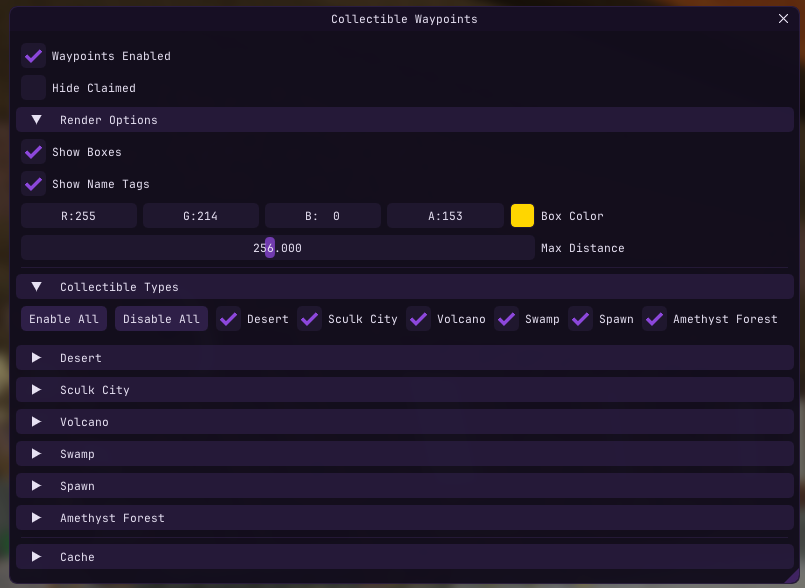 collectible waypoints gui