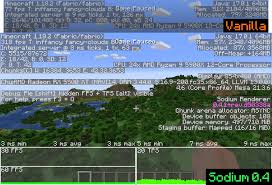 f3 menu showing sodium fps improvement
