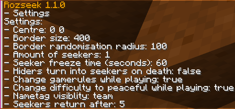 Settings of rozseek