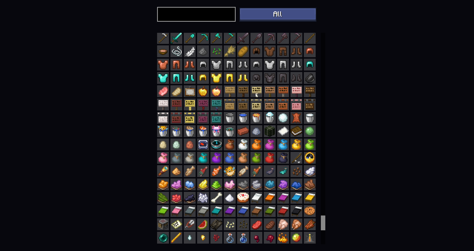 Screenshot of the menu
