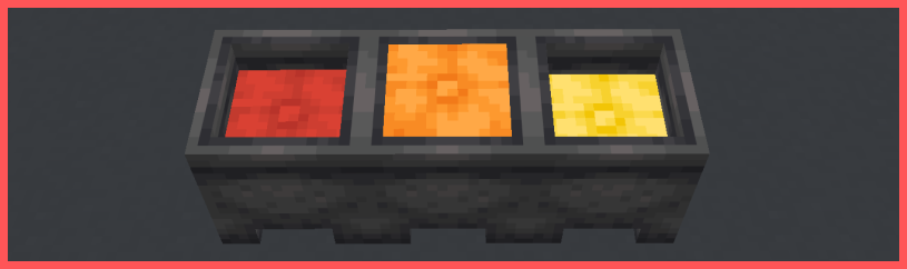 Cushions inside cauldrons at varying heights