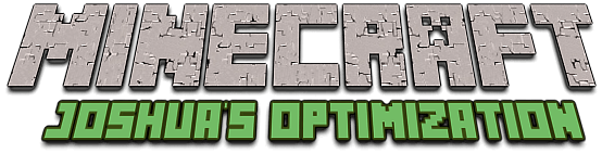Minecraft title page with a green text under it saying joshua's optimization.
