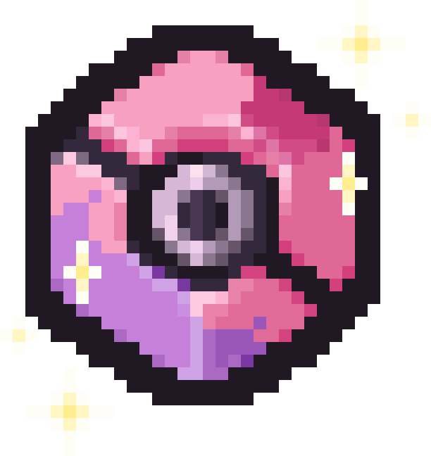 A pixelated dream ball with sparkles