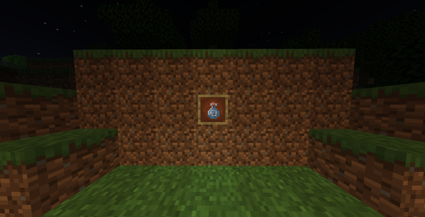 A Spirit in a Bottle in an item frame at night