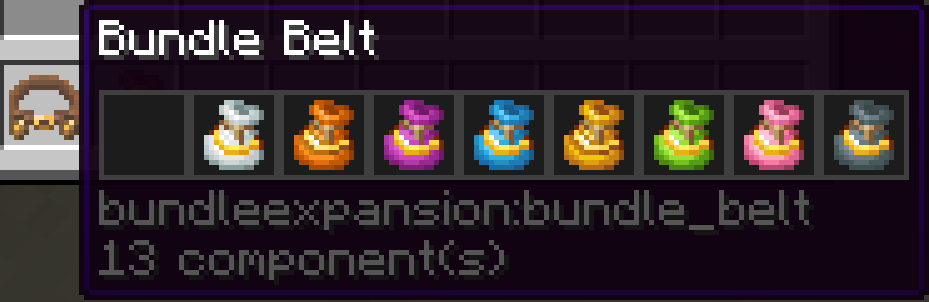 The image shows the expanded bundle belt tooltip which shows its contents