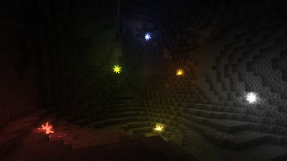 Several flares of different colours, showing off bloom and coloured lights
