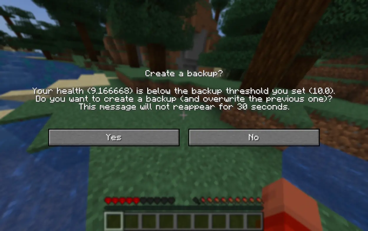 Backup Reminder Screen