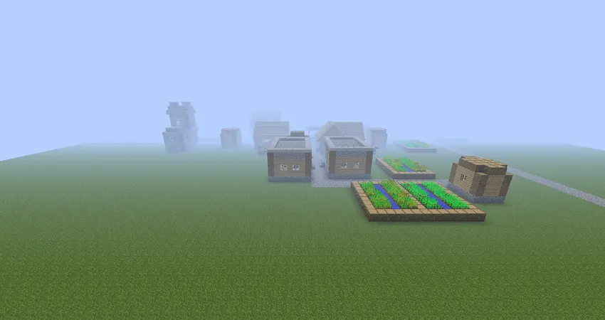 The fog is flat, on a superflat world with a village.