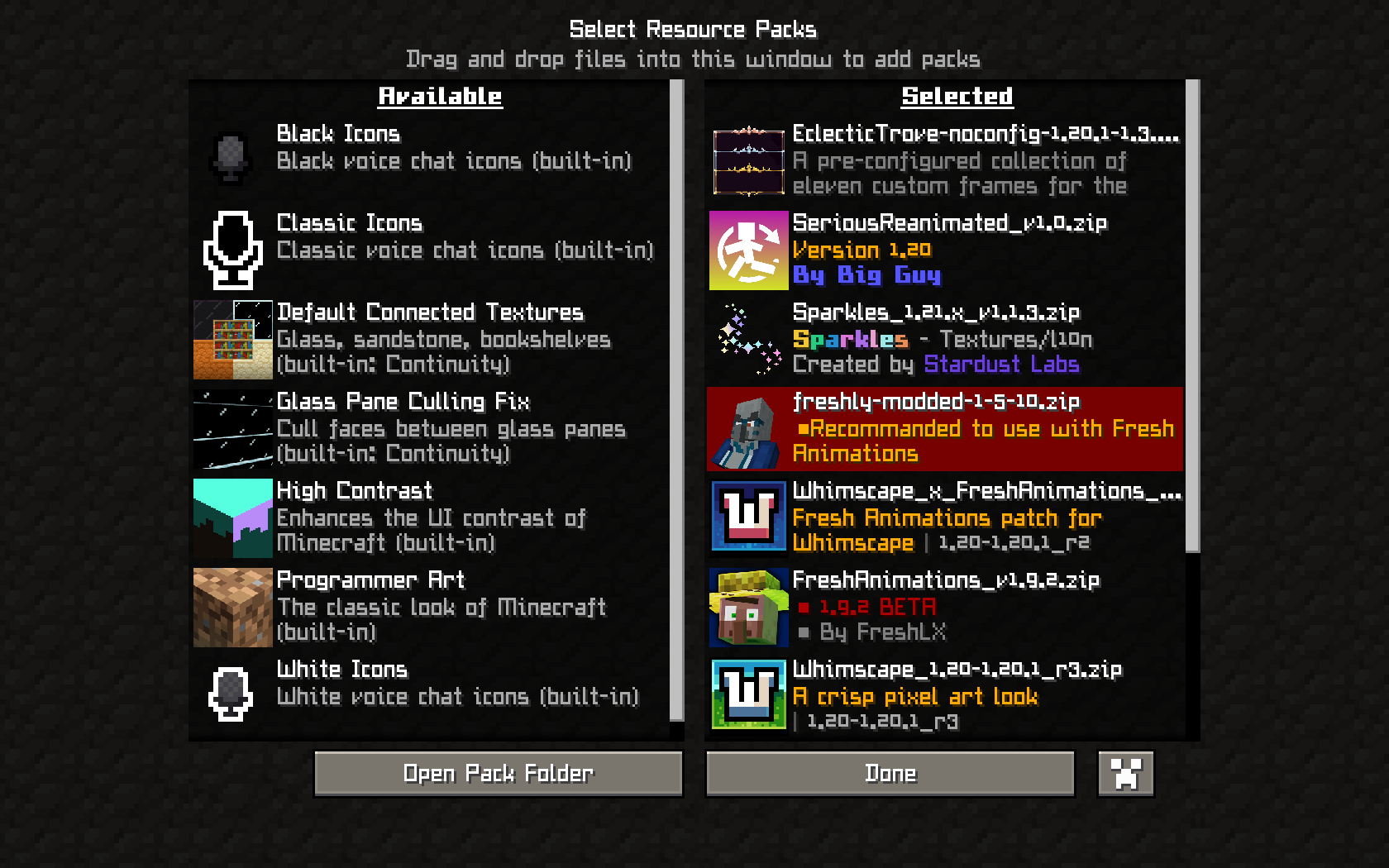 Recommended resourcepack order