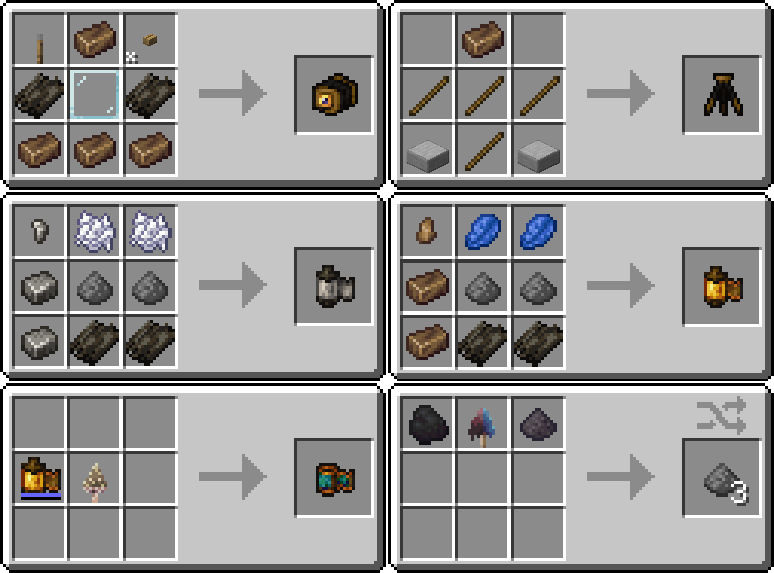 Crafting recipe changes