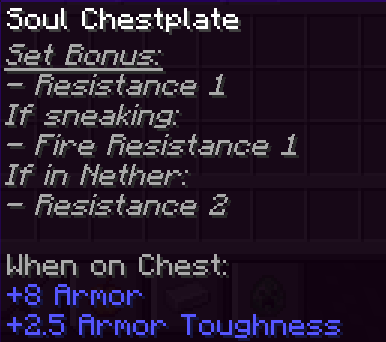 Stats of the soul chestplate