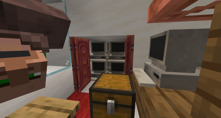 Room with computers and a villager