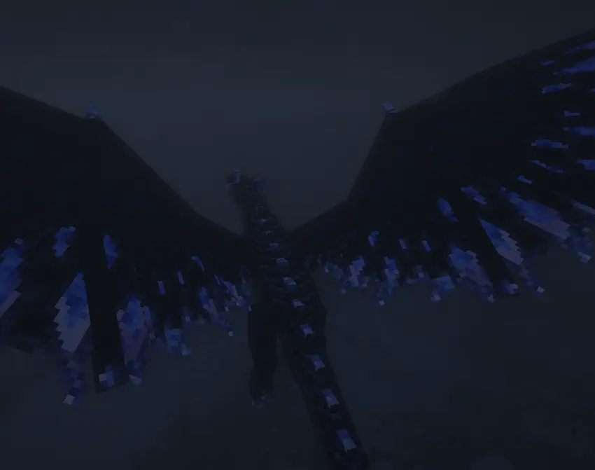 a sapphire dragon flying at night amidst a storm