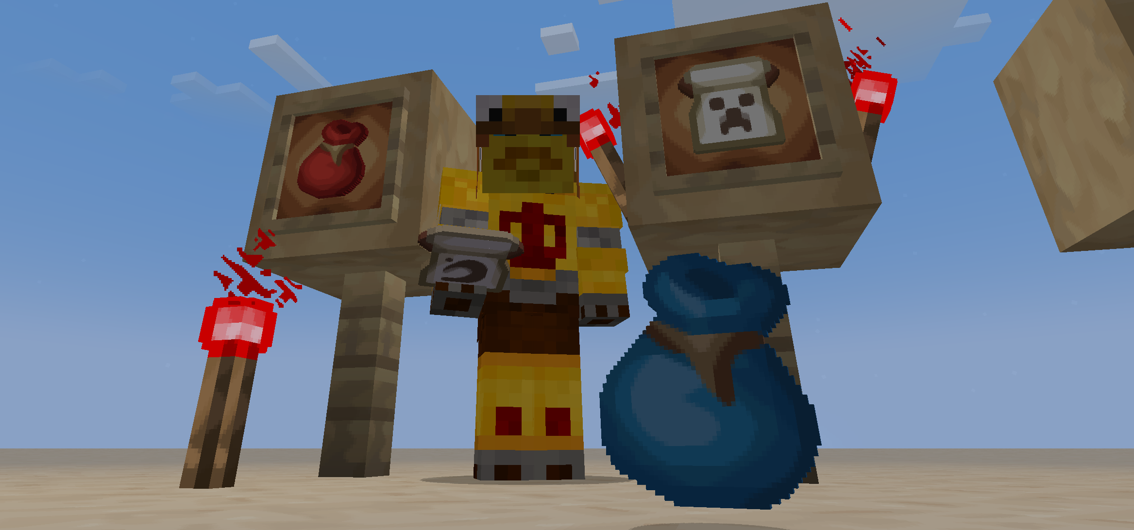 Showcase of bundle, redstone torch, banner pattern