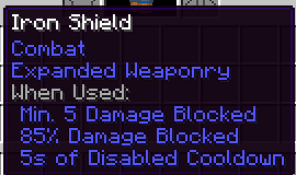 Example shield stats (Iron Shield)