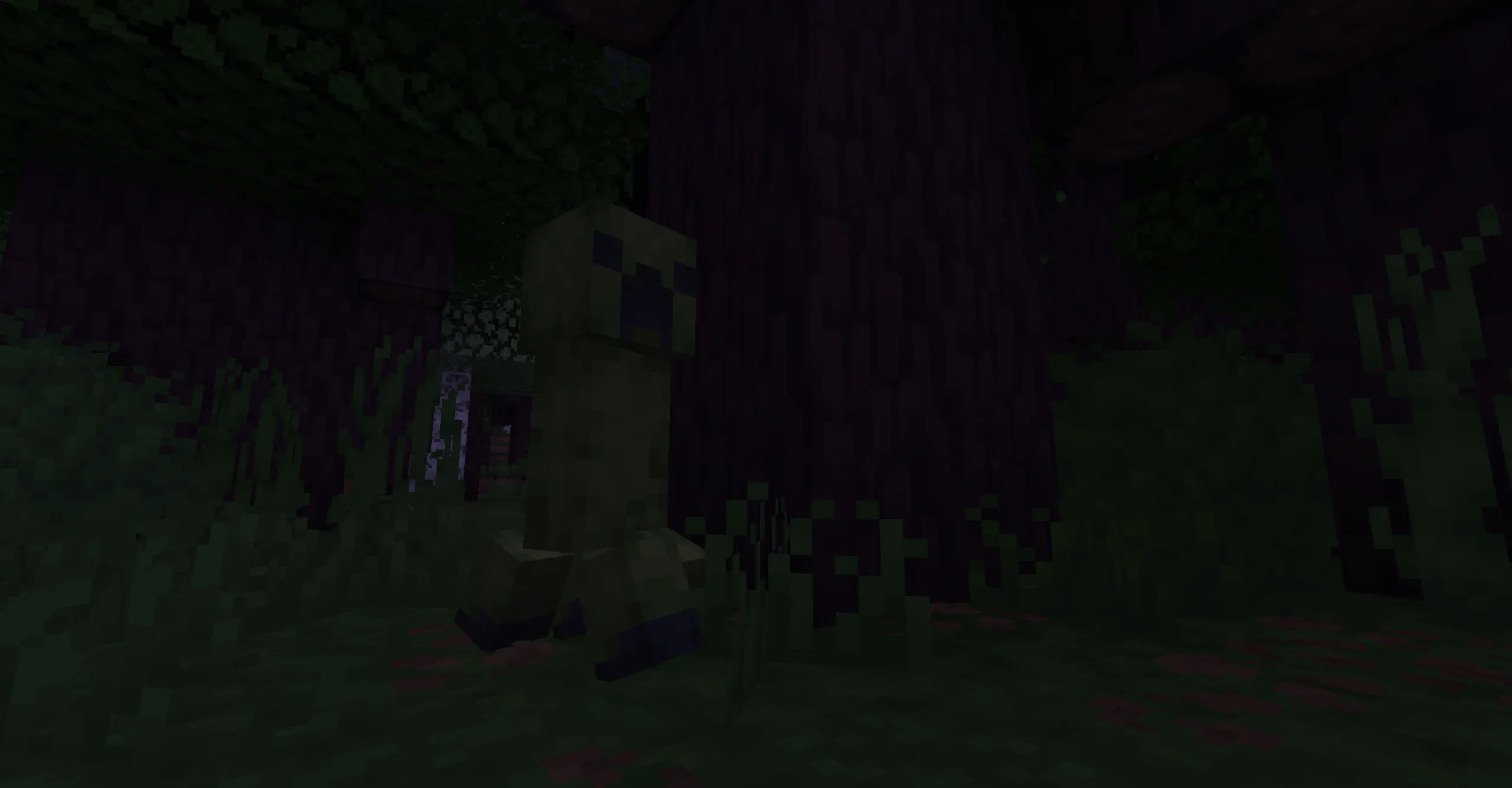 A Creeper walking through a densely vegetated Roofed Forest