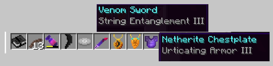 New enchantments on items with other unique items in hotbar