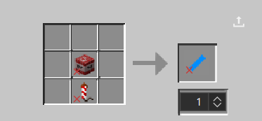 One tnt in the middle of the crafting table with a firework rocket below