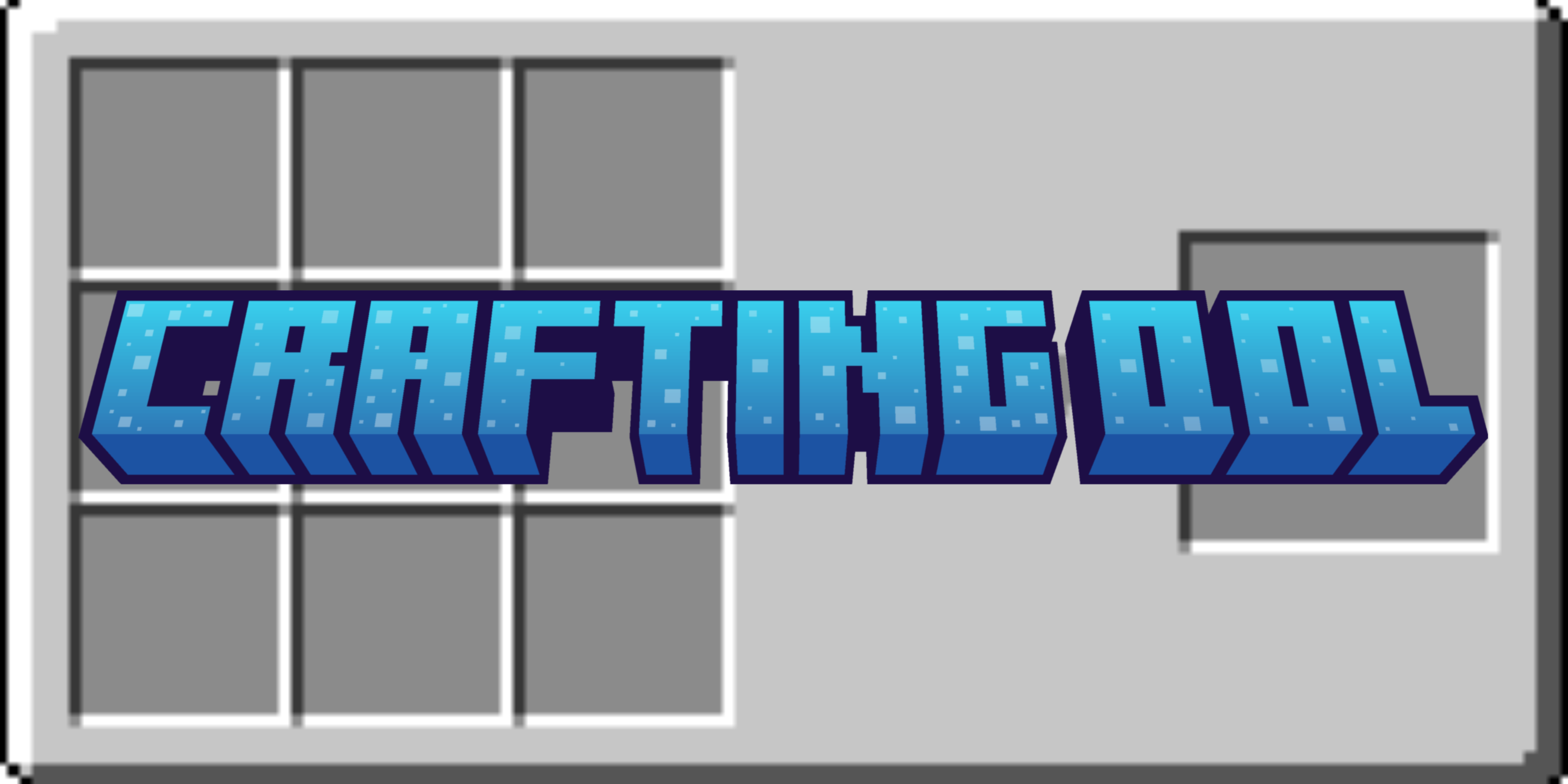Background of a crafting table GUI and text Infront of it that says Crafting QOL
