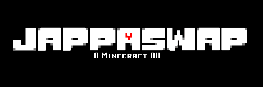 A black box that contains text in the center with the style of Undertale's logo saying: JAPPA SWAP, A Minecraft AU.
