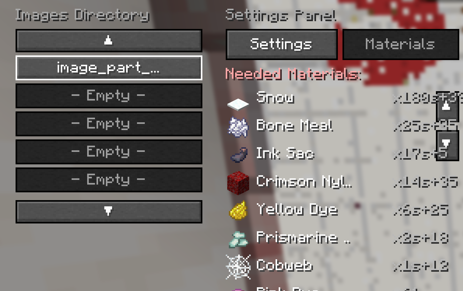Material List GUI