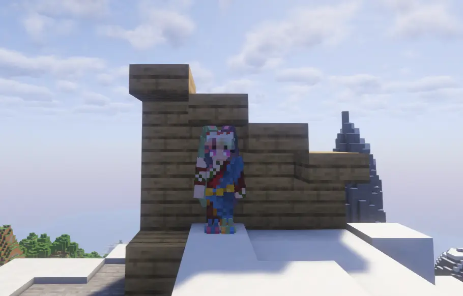 Image of the regular scale (size 1.00) of Minecraft character with slabs for comparison