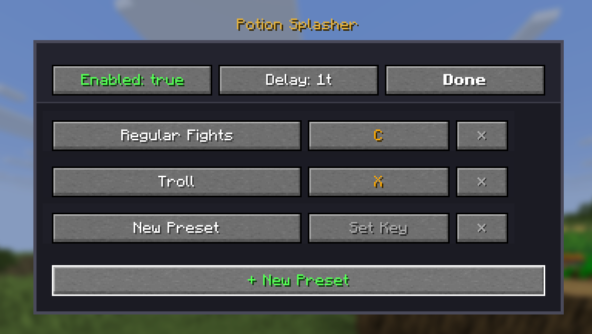 config screen