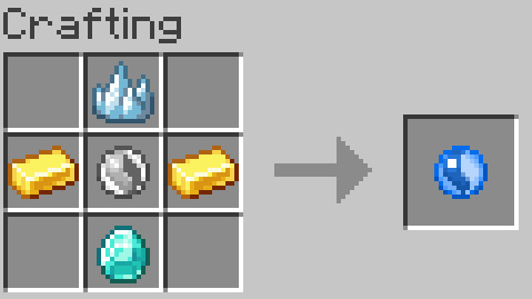 top: never-melt ice, middle: mega stone, sides: gold ingot, bottom: diamond