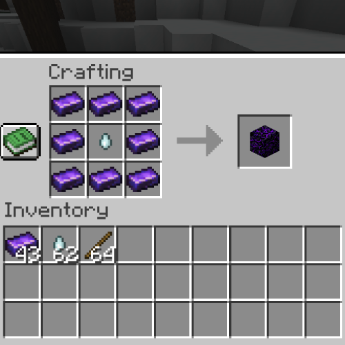 Crafting a Crying Obsidian Block with Obsidian Ingots and a Ghast Tear
