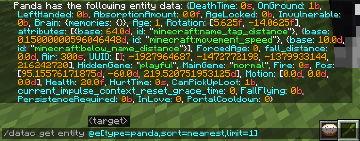 The command being used on a panda