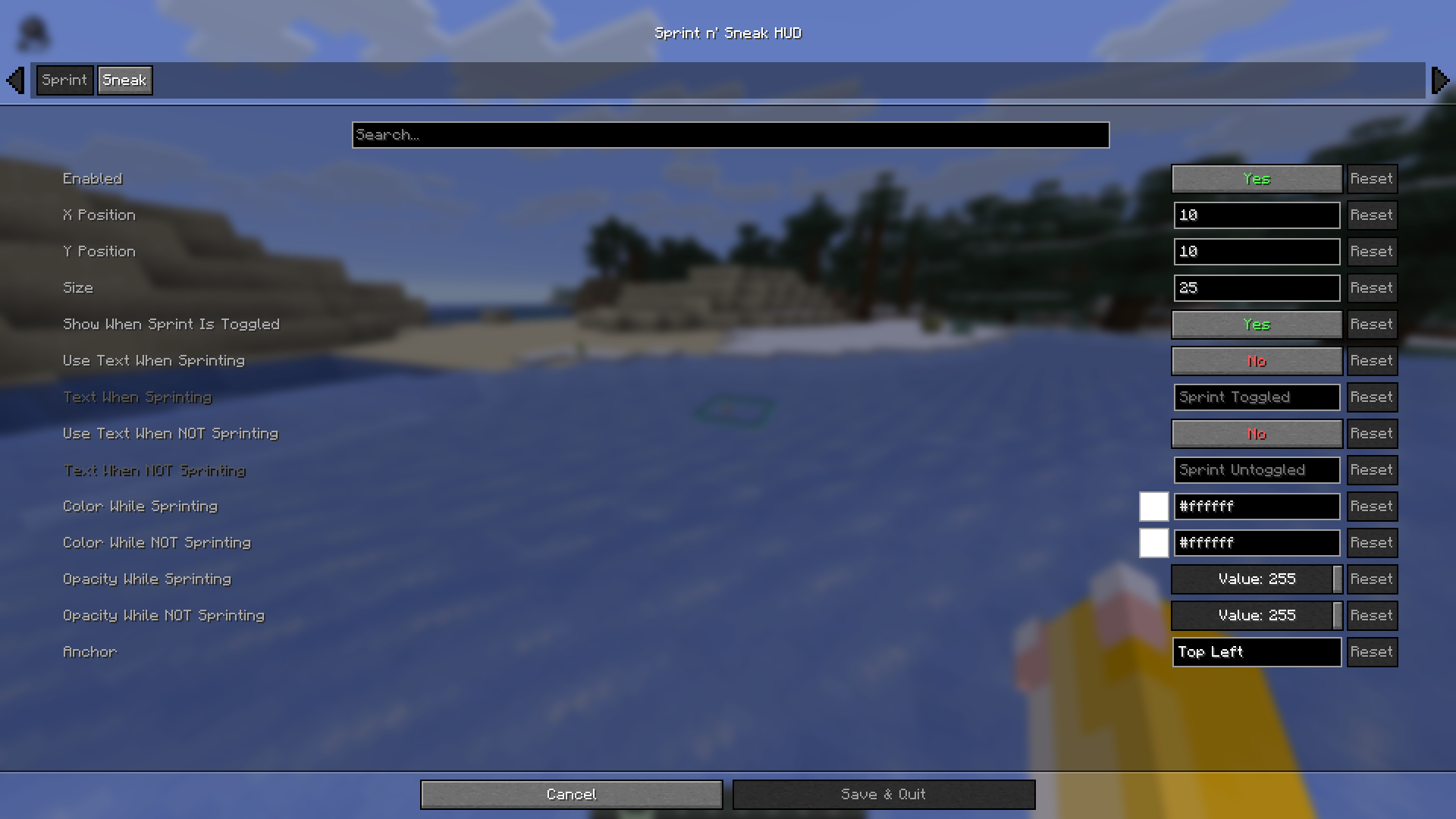 Configuration Screen