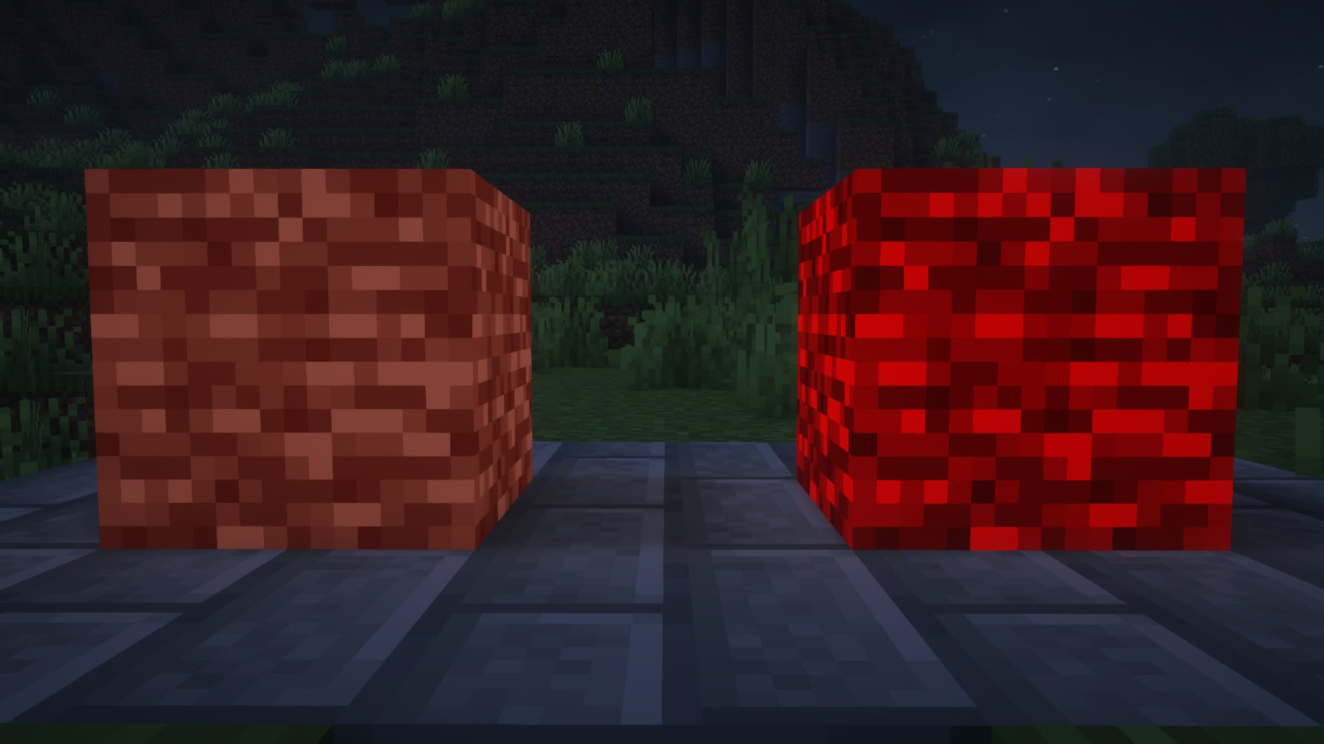 A fake and a real corrupted bedrock block