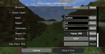 A custom cloud layer being added in the config menu