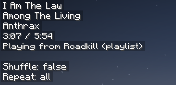 An image showing song details on Minecraft's hud