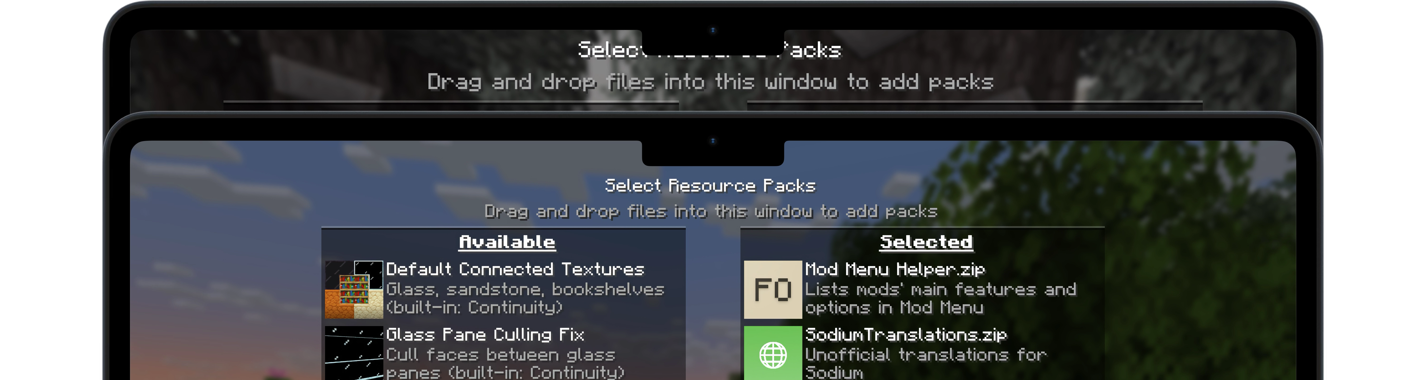 An image showing the changes to the resource pack interface.