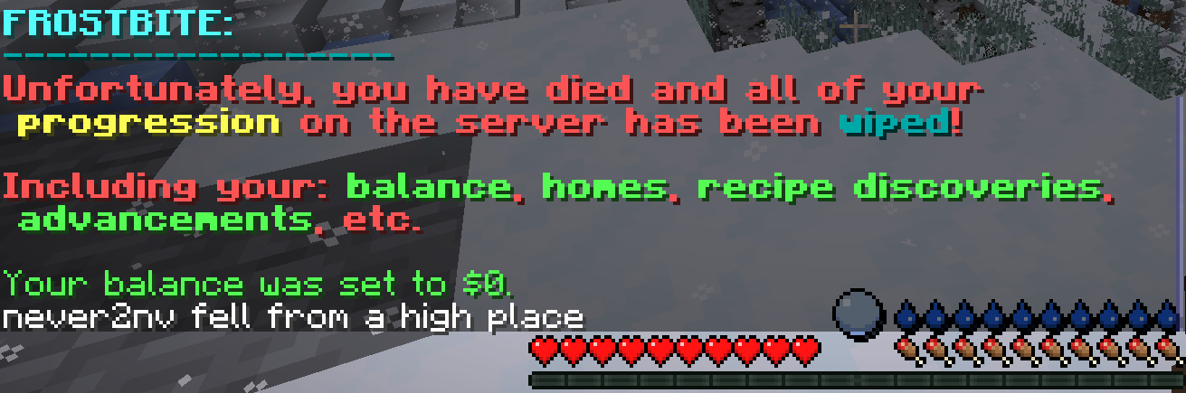 Message displayed upon a players death