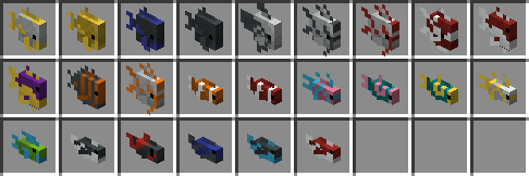 Inventory screenshot that shows all the commonly found tropical fish in 3D, along the 2 bedrock exclusive fish at the end.