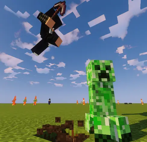 a player misses the creeper but breaks the ground with his pickaxe