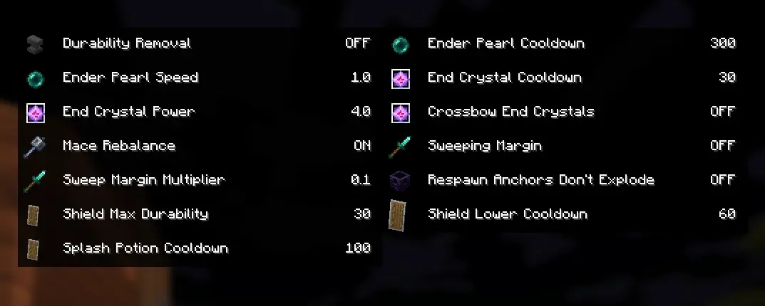 Config screen