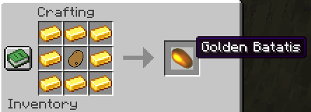Golden Batatis, 8 gold ingots and the batatis in center
