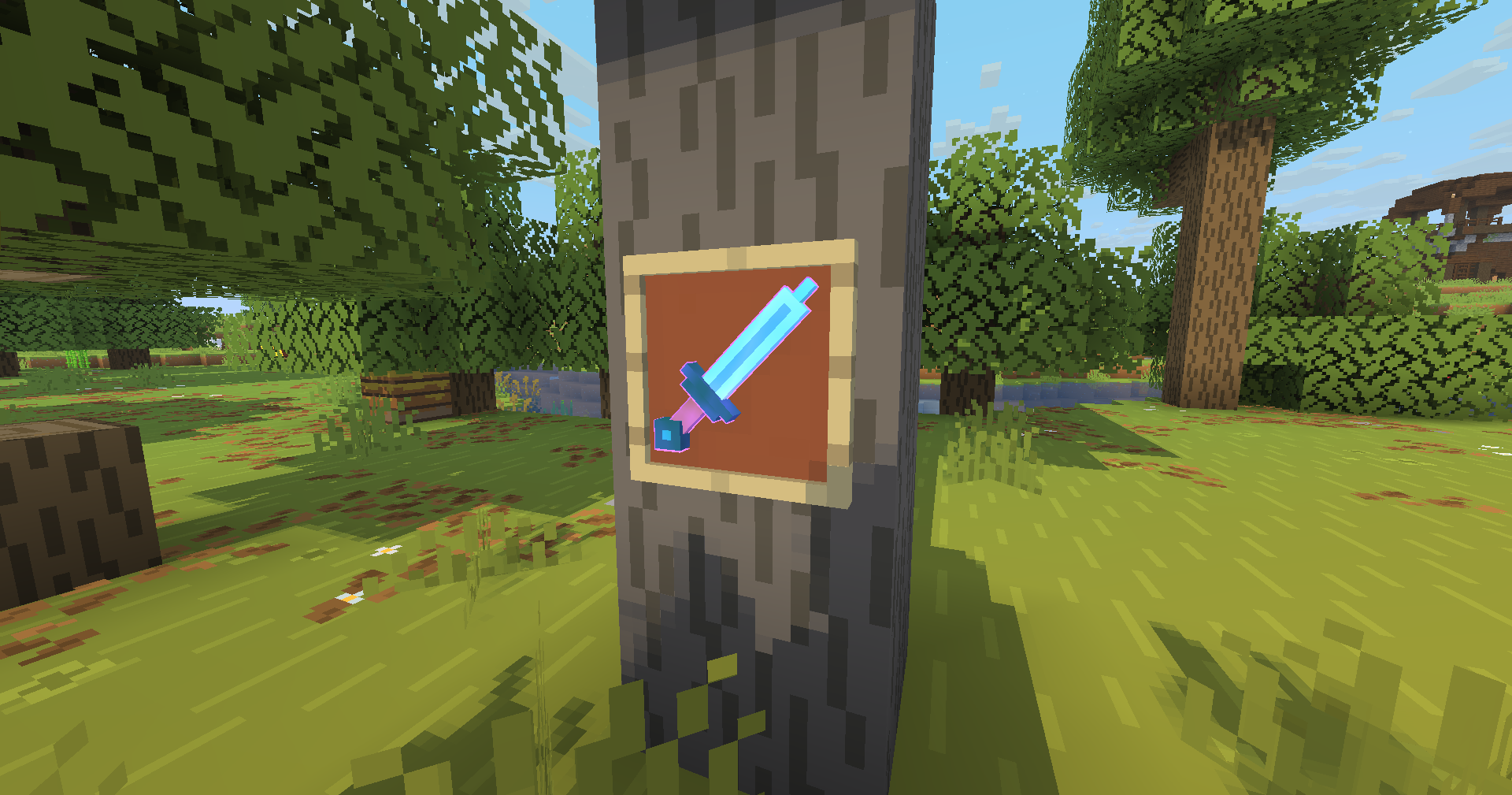 3D Diamond sword on an item frame