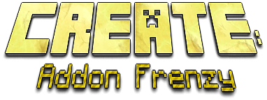 Golden altered minecraft title page saying CREATE: with small golden text under it saying Addon Frenzy