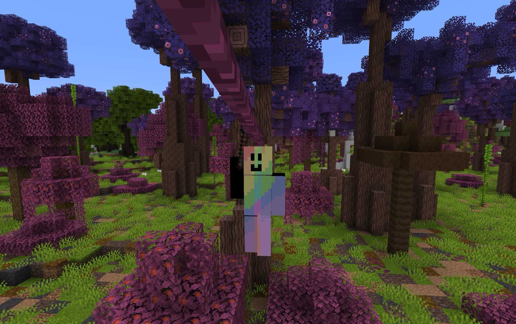 A player ziplining on a vine