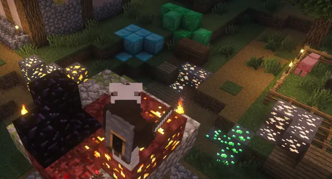 Ores, cobblestone, wood variate between two textures