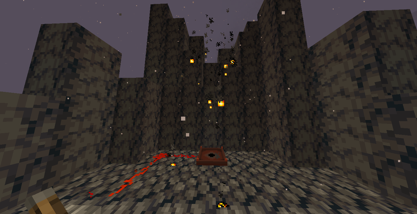 The Fire Trap being activated by redstone in a basalt deltas