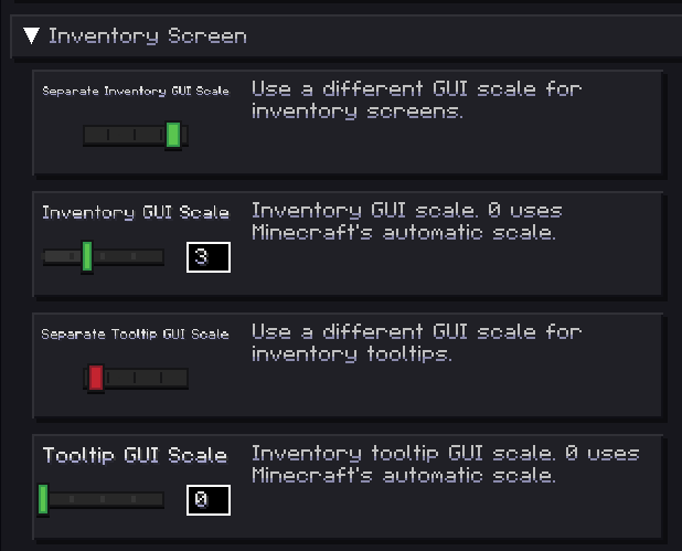 Separate Inventory and Tooltip GUI Scale screenshot