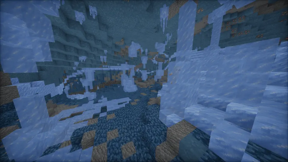 A icy cave covered in frost and icicles ready for a mystery to be uncovered