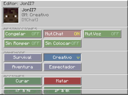 PLAYER MENU