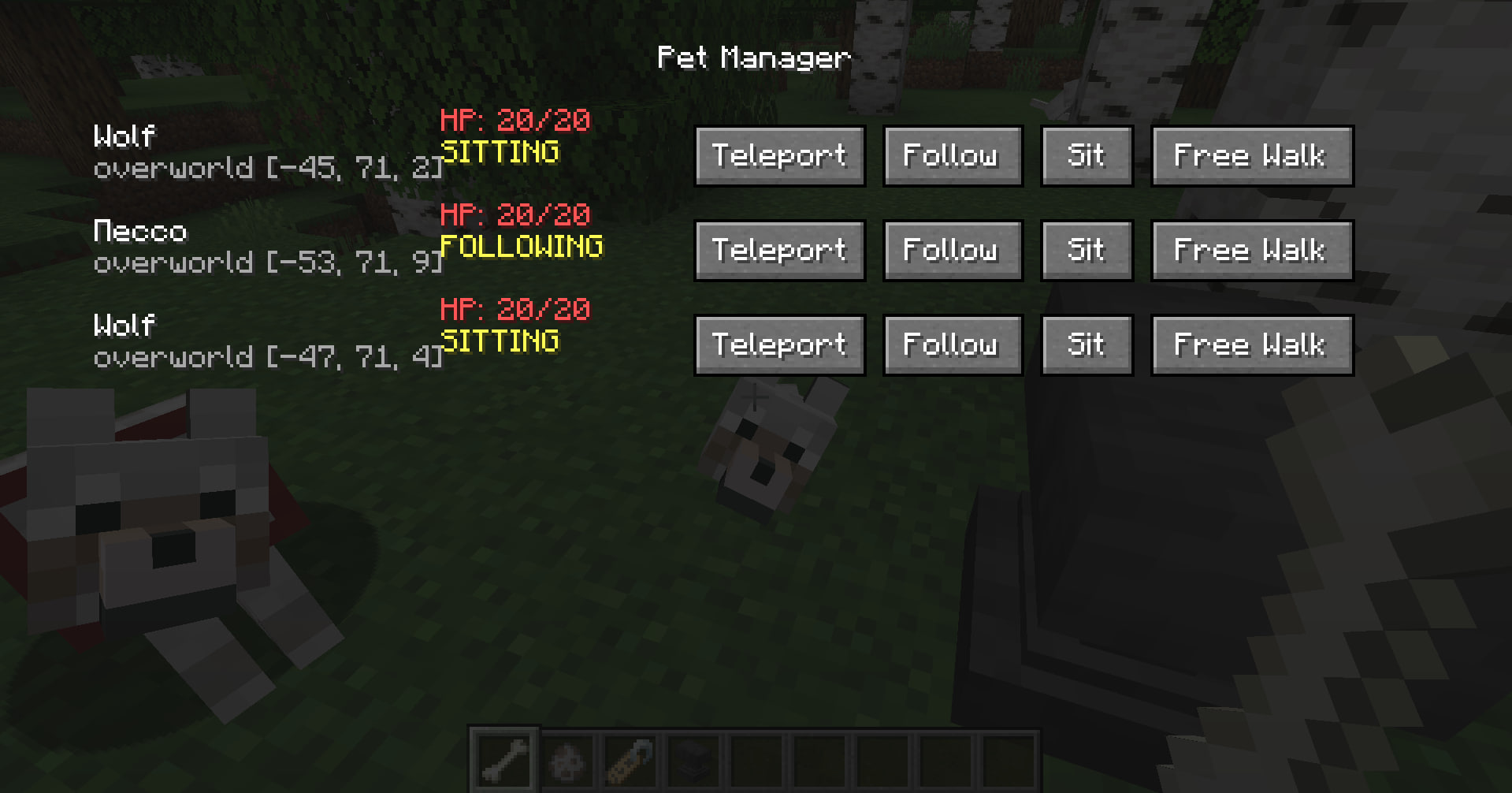 Pet menu