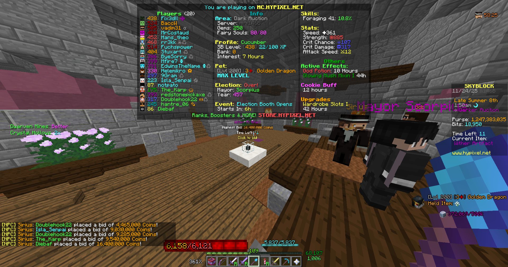 dark auction with compact tab list